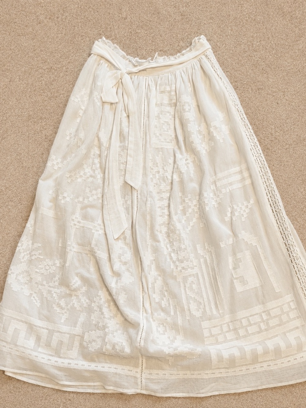 Anthropologie Bohemian Ivory Embroidered Maxi Skirt - Picture 3 of 3